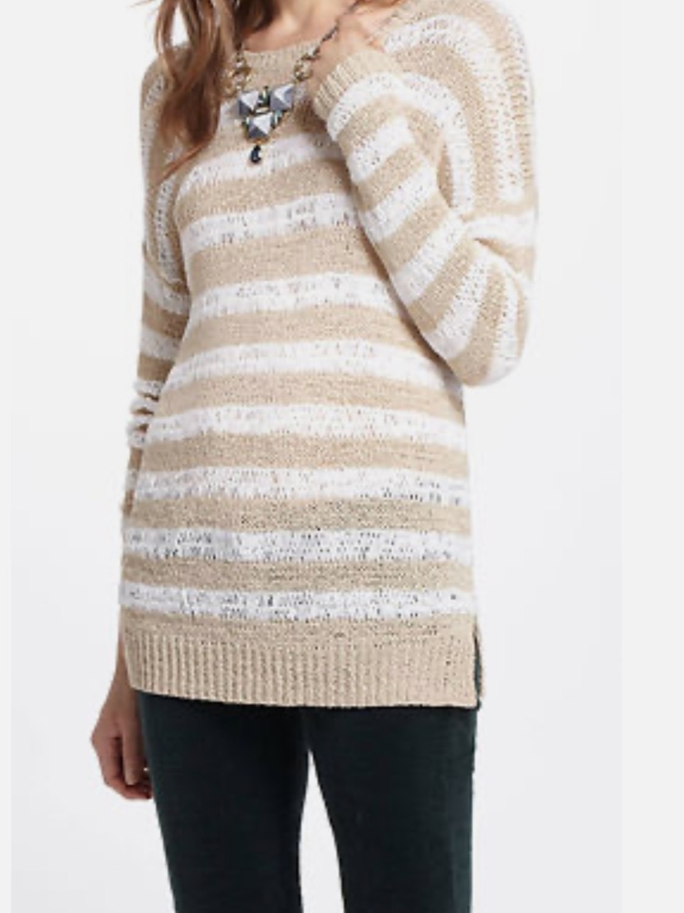 John + Jenn Breezy Stripes Pullover size Small Neutral Motif - Anthropologie - Picture 9 of 10